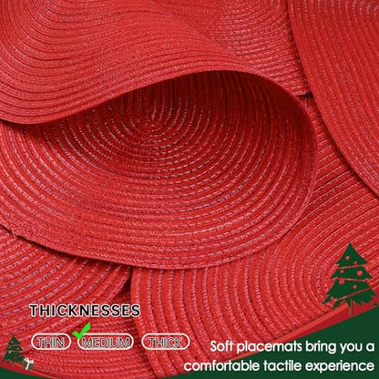 Placemats Set of 4, Woven Oval Braided Dining Table Mats(Red Shine) - color: Red Shine, size: 4 pcs