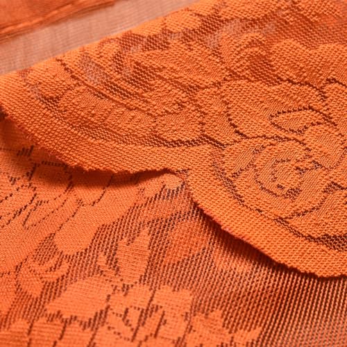 Kotile Burnt Orange Sheer Valance Curtain for Kitchen W52xL18 Inch 1 Panel - color: Burnt Orange