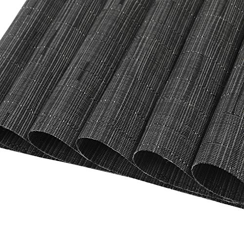 SHACOS Small Round Table Placemats Set of 5 Woven Vinyl Wedge Placemats with Centerpiece Round Table Mats Heat Resistant Wipe Clean (5, Black Gray) - color: Black Gray