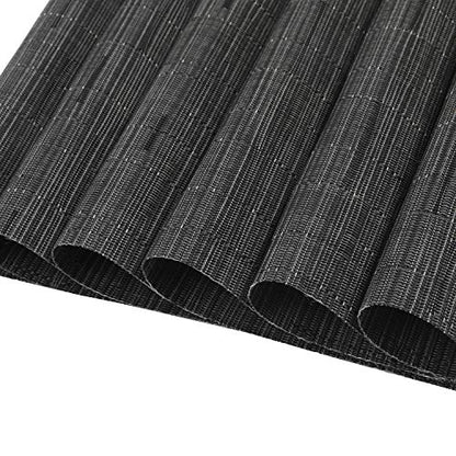 SHACOS Small Round Table Placemats Set of 5 Woven Vinyl Wedge Placemats with Centerpiece Round Table Mats Heat Resistant Wipe Clean (5, Black Gray) - color: Black Gray