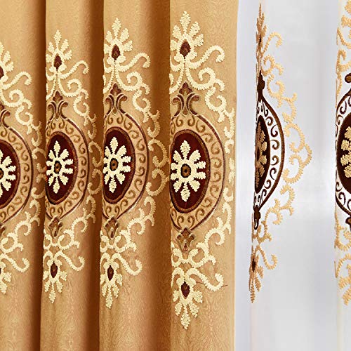 VOGOL Simple Chenille Curtains, Jacquard Blackout Window Elegance Drapes/Panels/Treatments for Bedroom Living Room, 54 x 96 Inches, Top Grommets, 2 Panels - color: Coffee-curtain, size: 54"W x 96"L (Pack of 2)