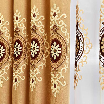VOGOL Simple Chenille Curtains, Jacquard Blackout Window Elegance Drapes/Panels/Treatments for Bedroom Living Room, 54 x 96 Inches, Top Grommets, 2 Panels - color: Coffee-curtain, size: 54"W x 96"L (Pack of 2)