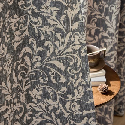 jinchan Blue Floral Curtians 72 Inch Room Darkening Grommet 2 Panels - color: *Dusty Blue, size: 50"W x 72"L (Pack of 2)