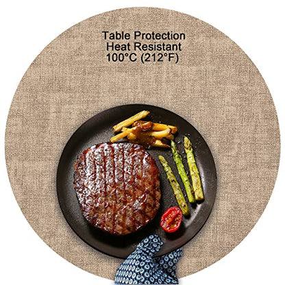 Myir JUN 14" Round Placemats Set of 4, Reversible Dual-Color Place Mats - color: Gray Beige