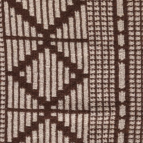 Bloomingville Soft Recycled Cotton Blend Throw with Diamond Pattern, Brown and Beige - color: Brown and Beige