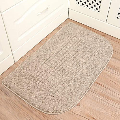 COSY HOMEER 39x20 Half Round Kitchen Rug,Non Slip Washable Mat,Beige 1PC - color: Beige, size: 1'8" x 3'3" (Semicircular)