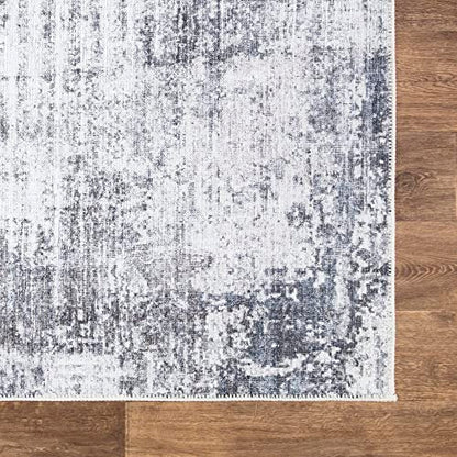 Bloom Rugs Washable Non-Slip 2' x 3' Rug - Gray/Charcoal/Blue Modern Abstract Area Rug for Living Room, Bedroom, Dining Room, and Kitchen - Exact Size: 2' x 3' - color: Gray / Charcoal / Blue, size: 2' x 3' (Rectangular)