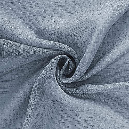 KOUFALL Blue Valances for Windows,Sheer Valance Curtains for Kitchen Living Room,Light Dusty Slate Blue,18 Inches Long - color: Dusty Blue