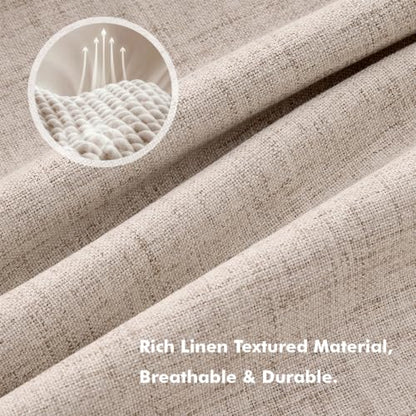 MIULEE 100% Blackout Linen Curtains for Bedroom 42 x 63 Inch Beige 2 Panels - color: Beige, size: 42"W x 63"L (Pack of 2)