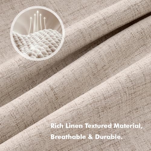 MIULEE 100% Blackout Linen Curtains for Bedroom 42 x 108 Inch Beige 2 Panel - color: Beige, size: 42"W x 108"L (Pack of 2)