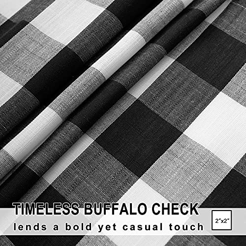 White Black Check Kitchen Curtains 27x36 Buffalo Plaid Tiers Bathroom 15" - color: Black and White, size: 24"W x 36"L (Pack of 2)