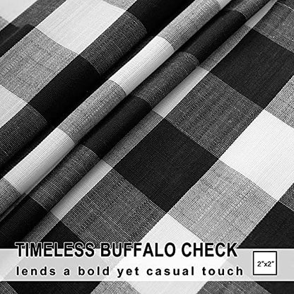 White Black Check Kitchen Curtains 27x36 Buffalo Plaid Tiers Bathroom 15" - color: Black and White, size: 24"W x 36"L (Pack of 2)