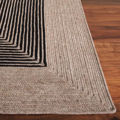 SAFAVIEH Braided Runner Rug 2'3"x8', Wool Beige & Black BRD904B - color: Beige/Black, size: 2'3" x 8' (Runner)