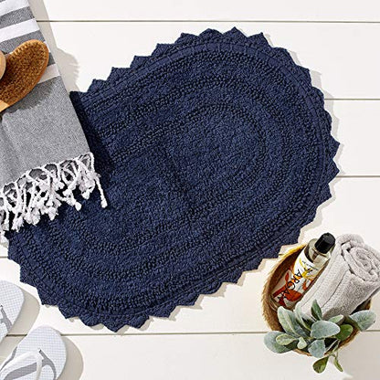 DII Crochet Collection Reversible Bath Mat, Small Oval, 17x24, French Blue - color: French Blue, size: 1'5" x 2' (Oval)