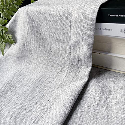 Oindec Faux Linen Cafe Curtains for Windows 45 Inch Length, Grey, Set of 2 - color: Grey, size: 27"W x 45"L (Pack of 2)