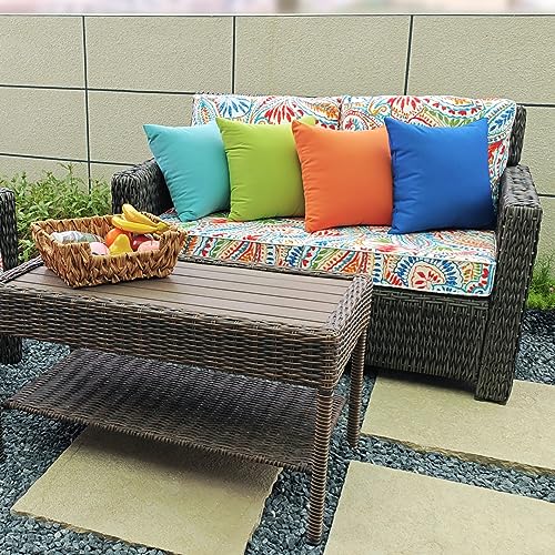 JMGBird Water-Resistant Outdoor Pillows Set of 2, 18x18 inch Durable Pure Green Throw Pillows with Inserts for Patio Furniture - color: Green