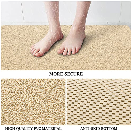 LuxStep Shower Mat Bathtub Mat Non-Slip Bath Mat with Drain, Quick Drying - color: Khaki, size: 24" x 24" (Rectangular)