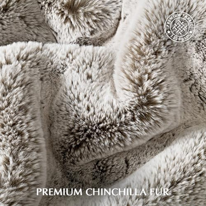 EverGrace Faux Chinchilla Fur Throw Blanket, 72"x90", Champagne Fawn - color: Champagne Fawn, size: 72"x90"