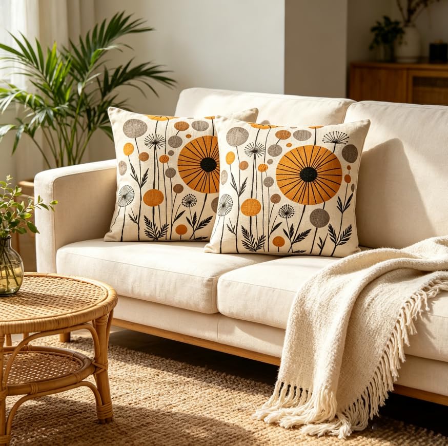 18x18 Inch Mid Century Neutral Throw Pillow Covers Set of 2 - color: A20017, size: 18" x 18" (Pack of 2)