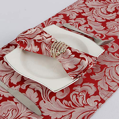 EHouseHome Jacquard Damask Reversible Burgundy Table Runners with Tassels 13 x 72 inch Wrinkle and Water Resistant Spill-Proof Decorative Dining and Wedding Runners - color: Burgundy With Tassels