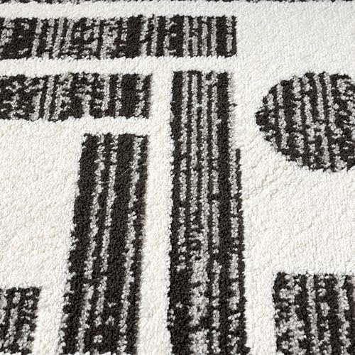 Abani Nomad Cream & Grey Area Rug 6' x 9' for Living Room, Bedroom - Geometric Pattern - Durable & Easy to Clean - size: 6x9