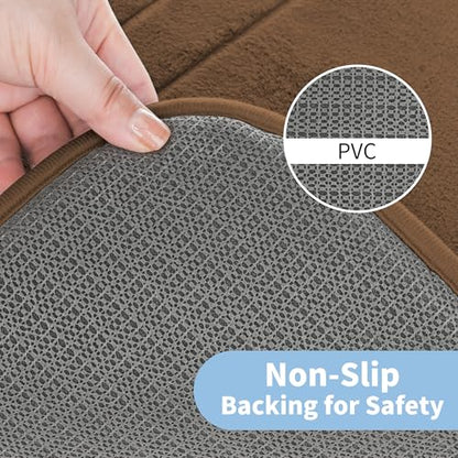 Cupic Cupid Memory Foam Bath Mat 24"×16", Non Slip Bathroom Rugs, Brown - color: Brown, size: 1'4" x 2' (16" x 24")