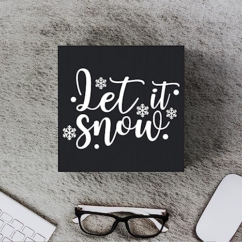 Funny Christmas Wooden Box Sign Plaque Let It Snow Black Wood Box Sign Rustic Art Home Shelf Desk Decor 5 x 5 x 1 Inches - color: Merry Christmas30