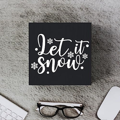 Funny Christmas Wooden Box Sign Plaque Let It Snow Black Wood Box Sign Rustic Art Home Shelf Desk Decor 5 x 5 x 1 Inches - color: Merry Christmas30
