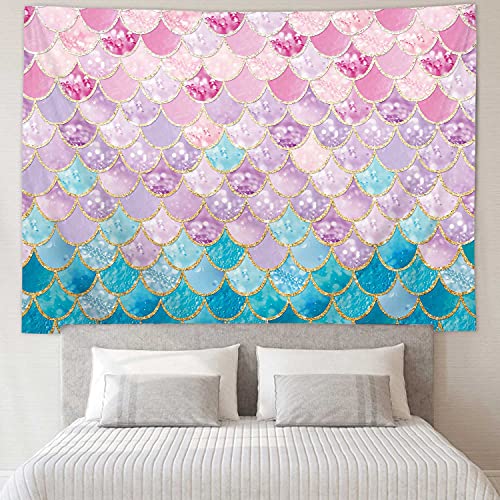 RosieLily Mermaid Tapestry Mermaid Wall Decor, Pink Tapestry Blue Tapestry Mermaid Tapestry for Teen Girls Little Mermaid Room Decor for Girls Bedroom Room Dorm Party Wall Decor, 59" x 79" Inches - color: Pink, size: 79"L x 59"W