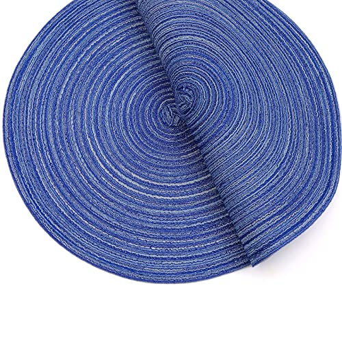 SHACOS Round Braided Placemats 15 inch Set of 6 Washable Kitchen Table Placemats for Home Wedding Party (Blue White, 6) - color: Blue White, size: Set of 6