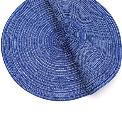 SHACOS Round Braided Placemats 15 inch Set of 4 Washable Cotton Polyester Braided Kitchen Table Placemats for Home Wedding Party (Blue White, 4) - color: Blue White, size: Set of 4