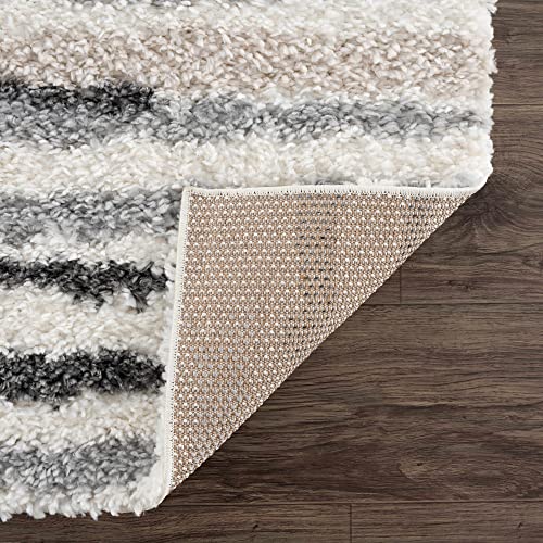 Hauteloom Lux Shag - Moroccan Farmhouse Living Room Shaggy Area Rug - Bohemian Shag Rug - Plush High Pile - Southwestern Boho Soft Carpet - Tribal Aztec - Grey, Off White, Beige - 5'3" x 7'3" - color: Cream, Beige, Gray / Zoya, size: 5'3" x 7'3" (Rectangu