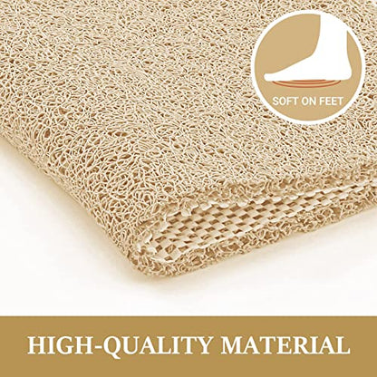 LuxStep Shower Mat Bathtub Mat Non-Slip Bath Mat with Drain, Quick Drying - color: Khaki, size: 24" x 24" (Rectangular)