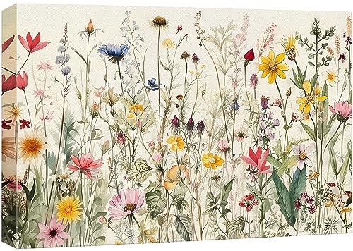 wall26 Canvas Print Wall Art Wildflowers Floral Botanical Prints Minimalist Modern Art Boho for Living Room, Bedroom, Office - 12"x18" - color: A48-2308-yuk05, size: 18"L x 12"W