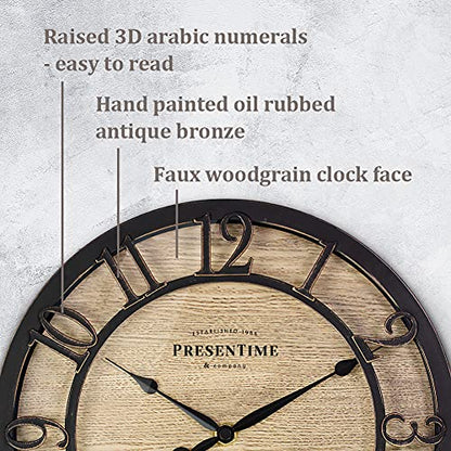 Presentime 10" Farmhouse Series Wall Clock - color: Oil Rubbed Bronze, size: 10 inch