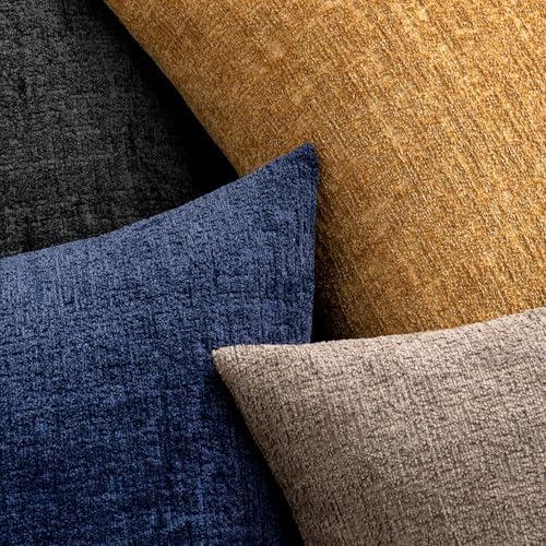 MIULEE Fall Couch Pillow Covers Textured Chenille 18x18 Mustard Yellow - color: Mustard Yellow, size: 18" x 18" (Pack of 2)