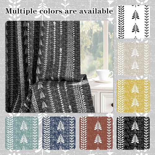 MEETSKY Boho Black 95% Blackout Bedroom Curtains 50Wx72L,2 Panels - color: Black, size: 50"W x 72"L (Pack of 2)