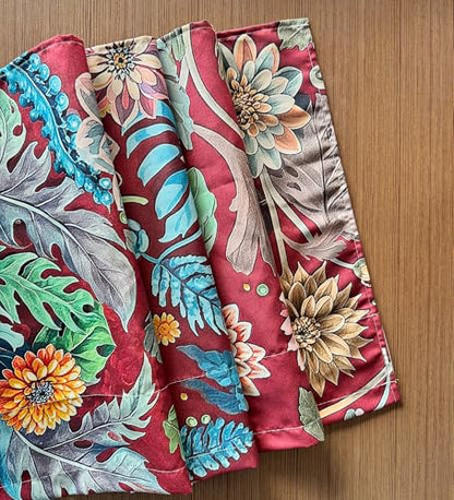 Bohemian Floral Dahlia Scroll Window Valance 52 X 16 Inches - color: Dahlia-red