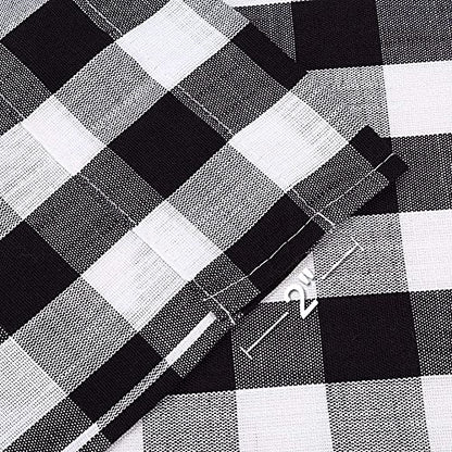 Amzdecor Black White Buffalo Plaid Valance Semi Sheer Cafe Curtain 55"x15" - color: Black/White
