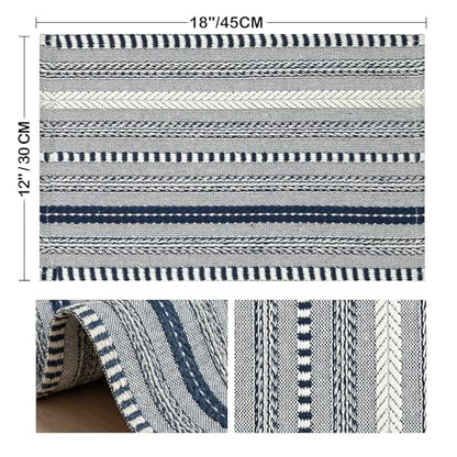 Artoid Mode Dark Blue Woven Braided Stripe Placemats Set of 4-12x18 Inch - color: Dark Blue, size: 12" x 18", 4 Pcs