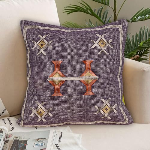 Indian Cotton Cushion Cover Sabra Kilim Pillow Cover Designer Decorative Sofa 18x18 Inche Handwoven Cushion Case for Farmhouse Home Decor Spring Decorative Pillow (Pattern 15) - color: Pattern 15