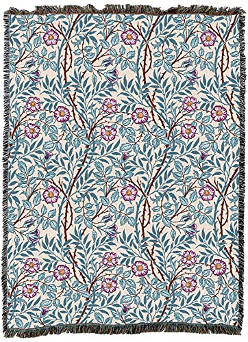 Pure Country Weavers William Morris Sweetbriar Frost Blanket XL - Arts & Crafts - Gift Tapestry Throw Woven from Cotton - Made in the USA (82x62) - color: Frost, size: X-Large