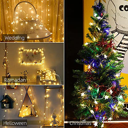 Yummuely Star String Lights 10Ft 20 LED Fairy Lights Battery Operated Waterproof Indoor Outdoor Twinkle Christmas Lights for Bedroom Party Wedding Xmas Tree Decoration (Warm White) - size: Star Lights