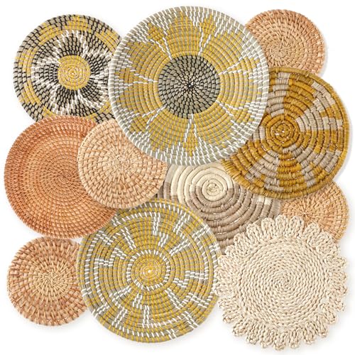 Tatuo 11 Pcs Boho Wall Basket Decor Woven Wall Hanging Art, Lively - style: Lively