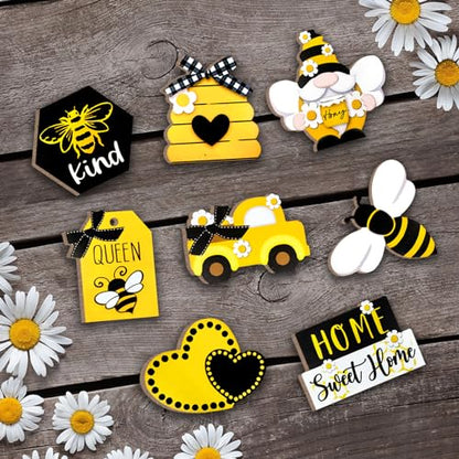 Bee Tiered Tray Decor, Spring Summer Farmhouse Tiered Tray