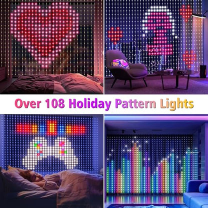 Smart Curtain Lights 800 LED Curtain String Lights with App Remote