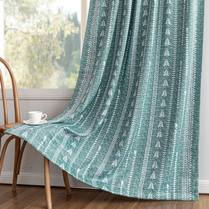 MEETSKY Boho Green 95% Blackout Bedroom Curtains 50Wx95L,2 Panels - color: Aqua, size: 50"W x 95"L (Pack of 2)