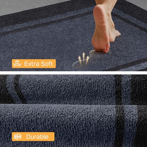 Kitchen Rugs 24" x 36", Non-Slip Kitchen Mats, Bluish Grey & Charcoal - color: Bluish Grey & Charcoal, size: 24" X 36"