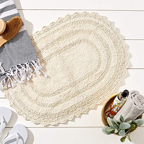 DII Crochet Collection Reversible Bath Mat, Large Oval, 21x34, Off White - color: Off White, size: 1'9" x 2'10" (Oval)