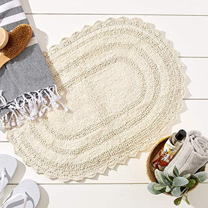 DII Crochet Collection Reversible Bath Mat, Large Oval, 21x34, Off White - color: Off White, size: 1'9" x 2'10" (Oval)